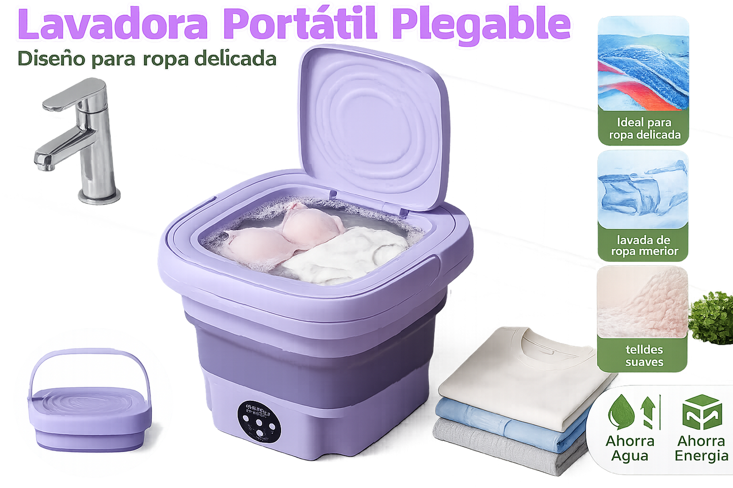 Lavadora portatil plegable 8L