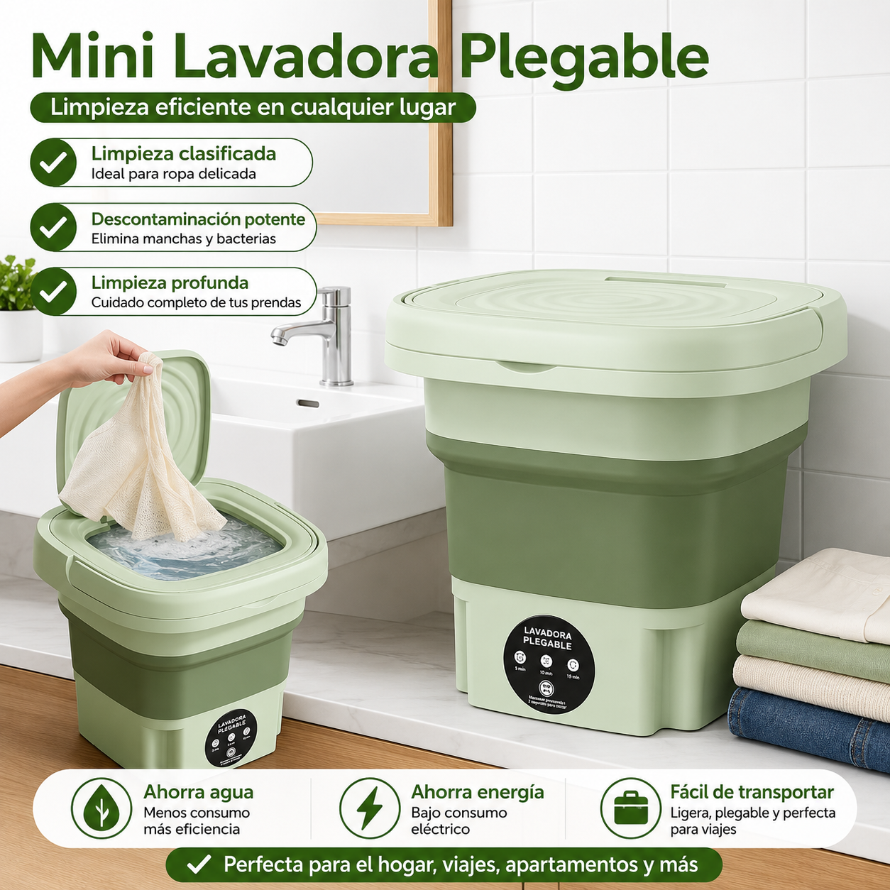 Lavadora portatil plegable 8L