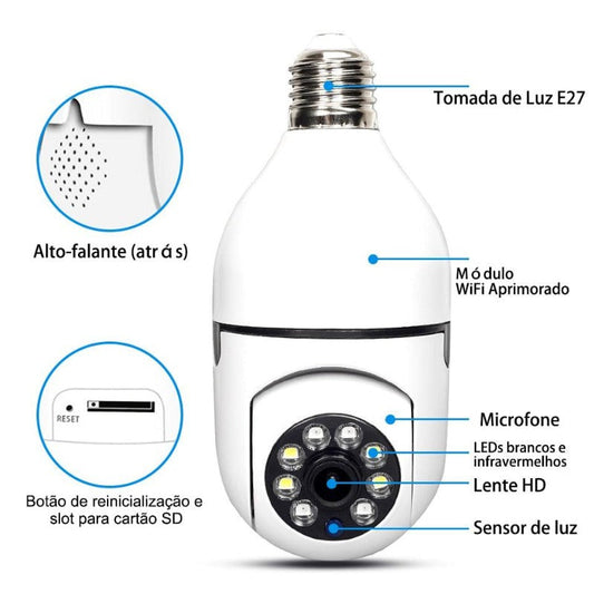 Câmera IP Lâmpada WiFi com Visão Noturna Favoritoz Bivolt